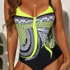 New Dear-Lover Tribal Print One Piece Swimsuit Yellow