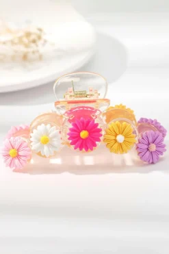 Best Dear-Lover Vibrant Flower Decor Large Hair Claw Clip Yellow